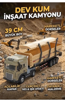 Hareketli Damperli İnşaat Kamyonu Oyuncağı - 39 Cm Büyük Boy Sesli Işıklı Tır İş Makinesi Hareketli Damperli İnşaat Kamyonu Oyuncağı - 39 Cm Büyük Boy Sesli Işıklı Tır İş Makinesi