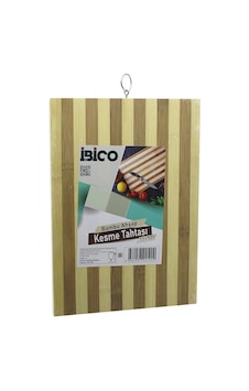 22 X 32 X 1.4cm Beyaz Çizgili Ahşap Bambu Kesim Panosu - Kesme Tahtası Metal Kulplu Çok Renkli 22 X 32 X 1.4cm Beyaz Çizgili Ahşap Bambu Kesim Panosu - Kesme Tahtası Metal Kulplu Çok Renkli