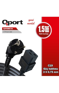 Qport Q-powc19 1.5m C19 Power Guc Kablosu Qport Q-powc19 1.5m C19 Power Guc Kablosu