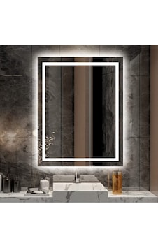 Nuun Dekor 80x60cm Beyaz Ledli Kumlamalı Banyo Aynası - Trafolu Beyaz Nuun Dekor 80x60cm Beyaz Ledli Kumlamalı Banyo Aynası - Trafolu Beyaz