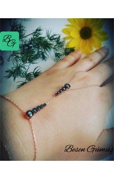 Rose Oniks İkili Beş Taşlı Şahmeran Rose