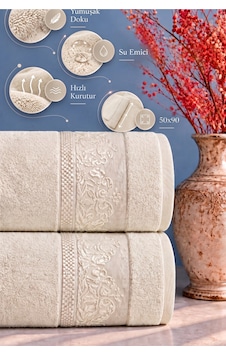 %100 Pamuk Ekru Bordürlü Yüz Havlusu 50x90 Cm Yüksek Su Emici Banyo El Yüz Havlusu %100 Pamuk Ekru Bordürlü Yüz Havlusu 50x90 Cm Yüksek Su Emici Banyo El Yüz Havlusu