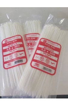 3.6x300 Plastik Cırt Kelepçe Kablo Bağı Beyaz 100'lu Paket