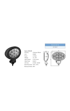 Mars 10V-30V Led Çalışma Lambası Oval 160x104 - 9x3W Mars 10V-30V Led Çalışma Lambası Oval 160x104 - 9x3W