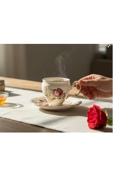 Roykıng Rose 6 Lı Kahve Fincan Takımı Krem Roykıng Rose 6 Lı Kahve Fincan Takımı Krem