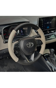 Toyota Corolla 2020-2024 Araca Özel Direksiyon Kılıfı Bej Karbon Siyah