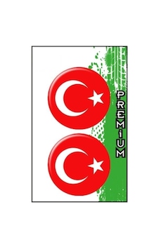 2'li Türk Bayrağı Yuvarlak Damla Sticker 5x5 Cm Diğer