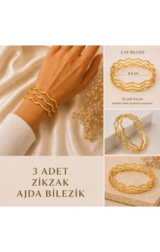 3'lü Zikzak Ajda Bilezik Açık Mor