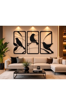 3 Parça Kuş Figürlü Modern Duvar Dekoru Siyah Mdf 26,4x48.1 6mm 26.4x48.1 3 Parça Kuş Figürlü Modern Duvar Dekoru Siyah Mdf 26,4x48.1 6mm 26.4x48.1