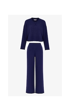 Penti Lacivert Navy Waffle Pantolon Uzun Kollu Pijama Takımı Penti Lacivert Navy Waffle Pantolon Uzun Kollu Pijama Takımı
