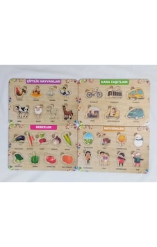 Ahşap Baskılı Puzzle-4 Lü Set-eğitici Oyuncak