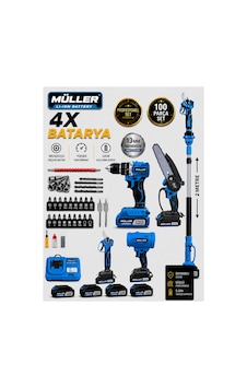 Alman Professional 5'li Set Darbeli Matkap Şarjlı Makas-testere -teleskop Ve Yaprak Üfleme 100 Pcs Set Alman Professional 5'li Set Darbeli Matkap Şarjlı Makas-testere -teleskop Ve Yaprak Üfleme 100 Pcs Set
