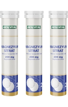 Aksu Vital Magnezyum Sitrat 200 MG 20 Efervesan Tablet x 3 Adet Aksu Vital Magnezyum Sitrat 200 MG 20 Efervesan Tablet x 3 Adet