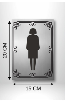 Dekoratif Metal Kadın Wc / Tuvalet Yönlendirme Levhası 20x15 Cm Gümüş Renk Dekoratif Metal Kadın Wc / Tuvalet Yönlendirme Levhası 20x15 Cm Gümüş Renk