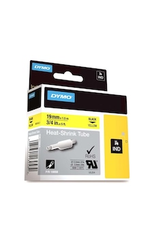 Dymo Rhinopro Isıyla Küçülen Şerit 19Mmx1.5M Sarı Siyah 18058