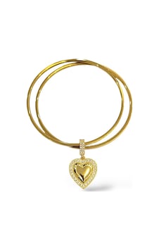 Bombe Kalp Charm Çelik Ajda Bilezik Altın - Gümüş Bombe Kalp Charm Çelik Ajda Bilezik Altın - Gümüş