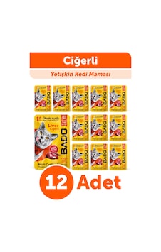 Bado Yetişkin Yaş Kedi Maması Ciğerli 85gr 12'li