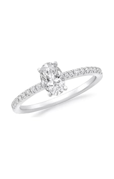 Engingold Beyaz Altın Oval Tektaş Yüzük 14k Ay13902 Engingold Beyaz Altın Oval Tektaş Yüzük 14k Ay13902