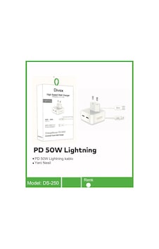 Divex 50w 2x Type-c Girişli 25w Kablolu Lightning Şarj Aleti Ds-250 Divex 50w 2x Type-c Girişli 25w Kablolu Lightning Şarj Aleti Ds-250