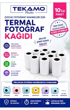 Çocuk Fotoğraf Makinesi Kağıdı Tüm Mini Cihazlara Uyumlu 10 Adet Çocuk Fotoğraf Makinesi Kağıdı Tüm Mini Cihazlara Uyumlu 10 Adet