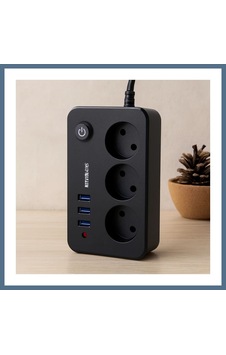 Buradabulabilirsin Anahtarlı Termal Korumalı 3'lü Priz + 3xusb 2.1a 2m Uzatma Kablosu Siyah Bbz Buradabulabilirsin Anahtarlı Termal Korumalı 3'lü Priz + 3xusb 2.1a 2m Uzatma Kablosu Siyah Bbz