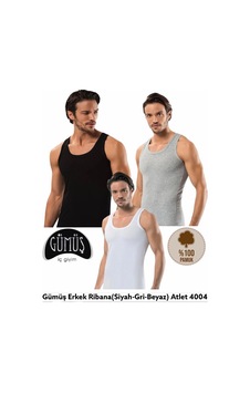 Gümüş 4004 12'Li %100 Pamuk Erkek Ribana Atlet Çok Renkli Gümüş 4004 12'Li %100 Pamuk Erkek Ribana Atlet Çok Renkli