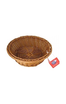 Hasır Yuvarlak Sepet Ekmek Sepeti - Meyve Sepeti 21cm X 7cm Kahverengi