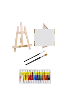 Glance Şövale Mini+tuval 25x35+ Academy Akrilik Boya Seti 12x12 Ml+fırça Set Glance Şövale Mini+tuval 25x35+ Academy Akrilik Boya Seti 12x12 Ml+fırça Set