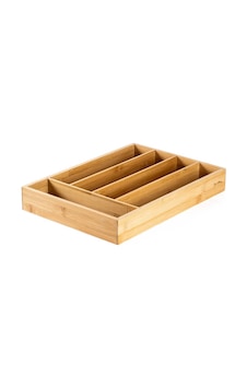Tantitoni Bambu Köşeli Çekmece İçi Çatal Kaşık Bıçak Tepsisi En12cm-boy35cm-yük5cm