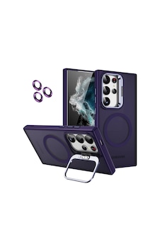 Samsung Galaxy Uyumlu S24 Ultra Kılıf Magsafe Standlı + Klon Kamera Lensli Kapak Samsung Galaxy Uyumlu S24 Ultra Kılıf Magsafe Standlı + Klon Kamera Lensli Kapak