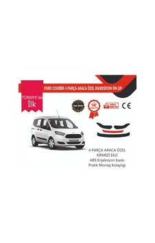 Ford Courier 2018-2023 4 Parça Ön Lip Kırmızı