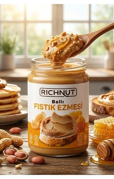 Ballı Fıstık Ezmesi 300 Gr Katkısız, Şekersiz, Doğal Ballı Fıstık Ezmesi 300 Gr Katkısız, Şekersiz, Doğal