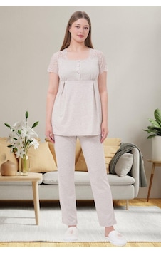 Mecit Pijama Mecit 6056 Bayan Hamile Lohusa Vizon Kısa Kollu Pijama Takımı Mecit Pijama Mecit 6056 Bayan Hamile Lohusa Vizon Kısa Kollu Pijama Takımı