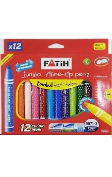 Fatih 12'li Jumbo Keçeli Kalem Seti 12 Renk - Büyük Keçeli Kalem