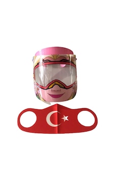 Gürbey Elsa Baskılı Çocuk Siperlik + Türk Bayrağı Desenli Çocuk Maske Gürbey Elsa Baskılı Çocuk Siperlik + Türk Bayrağı Desenli Çocuk Maske