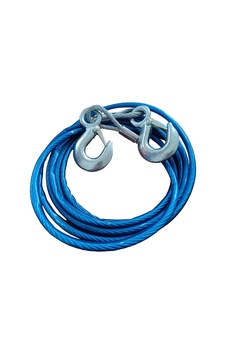 Karabinalı Mavi İzole Çelik Çekme Çeki Halatı 6 Mm 5 Ton 3.5 Metre Karabinalı Mavi İzole Çelik Çekme Çeki Halatı 6 Mm 5 Ton 3.5 Metre
