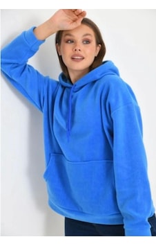Lovie Moda Kadın Kapşonlu Sweatshirt Saks Lovie Moda Kadın Kapşonlu Sweatshirt Saks