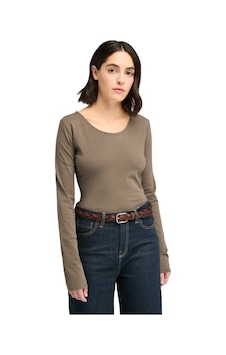 Timberland Long-sleeve Slım Fıt Tee Bayan T-shırt Tb0a5zhqbk01 Kahverengi