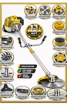 Dragro German Drg-13 + Yan Tipi Benzinli Ot Çalı Çim Biçme Tırpanı + Full Set Hediyeli + Çift Çapa S