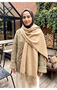 Remsa Kadın Yumuşak Dokulu Püskül Detay 200x70cm Atkı Omuz Şalı 1333 Bej Remsa Kadın Yumuşak Dokulu Püskül Detay 200x70cm Atkı Omuz Şalı 1333 Bej