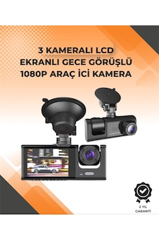 Tek 3 Kameralı Dashcam Sistem Geri Görüş Yardımı, Park Koruması Ve G-sensör Najmaddin Tek 3 Kameralı Dashcam Sistem Geri Görüş Yardımı, Park Koruması Ve G-sensör Najmaddin