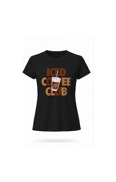 Kadın Siyah Iced Coffee Baskılı Pamuklu Tişört Siyah Kadın Siyah Iced Coffee Baskılı Pamuklu Tişört Siyah