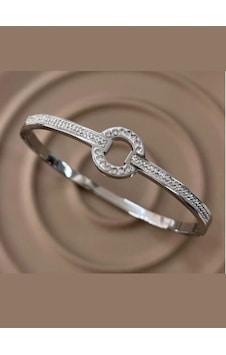 Zirkon Taşlarla Süslü Çelik Bileklik Gümüş