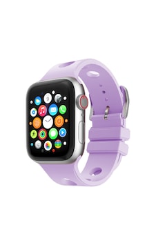 Apple Watch 10 42mm Uyumlu Kordon Delikli Tasarım Silikon Lila Apple Watch 10 42mm Uyumlu Kordon Delikli Tasarım Silikon Lila