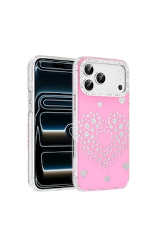 İphone 18 Pro Max Kılıf Damla Taşlı Zore Rivas Sert Pc Kapak - Pembe