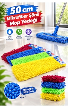 50 Cm Mikrofiber Şönil Mop Yedeği Islak Kuru Kullanıma Uygun Püsküllü Makarna Mop Başlığı 50 Cm Mikrofiber Şönil Mop Yedeği Islak Kuru Kullanıma Uygun Püsküllü Makarna Mop Başlığı