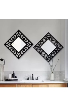 2'li Set Kırılmaz Pleksi Dekoratif Duvar Aynası - 22.5x22.5 Cm Geometrik Çerçeveli 1. Sınıf Ayna Diğer 2'li Set Kırılmaz Pleksi Dekoratif Duvar Aynası - 22.5x22.5 Cm Geometrik Çerçeveli 1. Sınıf Ayna Diğer