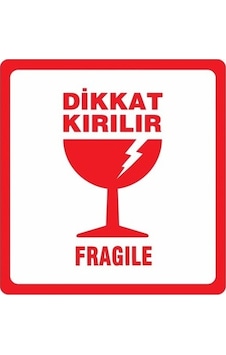 Dikkat Kırılır Etiketi Kırmızı 10Cm 10Cm 1000Adet Dikkat Kırılır Etiketi Kırmızı 10Cm 10Cm 1000Adet