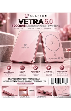 Snapron Snppb01-07 Pembe 5000 Mah Pd 20w Usb- C Magsafe Ultra Silim Magnetic Wireless Siyah Snapron Snppb01-07 Pembe 5000 Mah Pd 20w Usb- C Magsafe Ultra Silim Magnetic Wireless Siyah