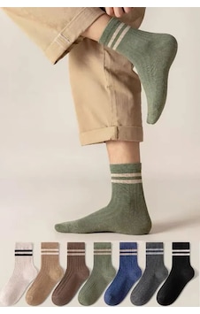 Bgk 7 Çift Unisex Çizgili Desenli Uzun Çorap Çok Renkli Bgk 7 Çift Unisex Çizgili Desenli Uzun Çorap Çok Renkli